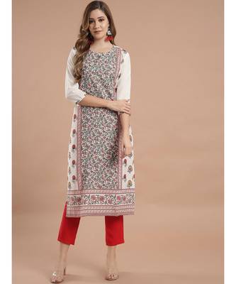 Raghaw Women's Crepe straight digital printed kurta 1