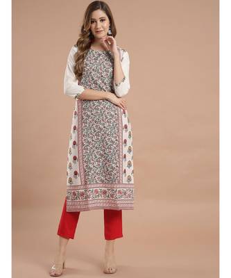 Raghaw Women's Crepe straight digital printed kurta 2