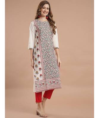 Raghaw Women's Crepe straight digital printed kurta 4