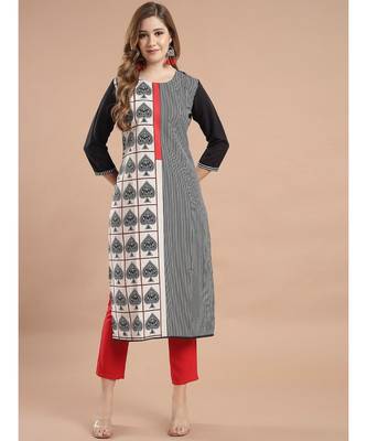 Raghaw Women's Crepe straight digital printed kurta 1