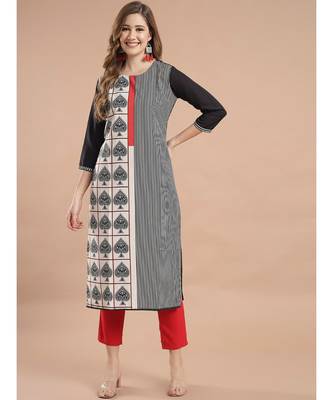 Raghaw Women's Crepe straight digital printed kurta 2