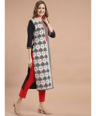Raghaw Women's Crepe straight digital printed kurta 4