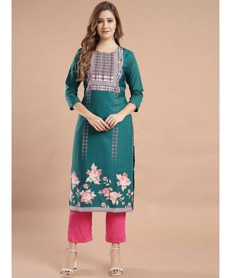 Raghaw Women's Crepe straight digital printed kurta 1