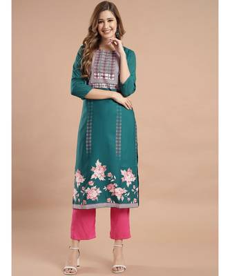 Raghaw Women's Crepe straight digital printed kurta 2