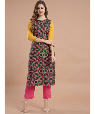 Raghaw Women's Crepe straight digital printed kurta 1