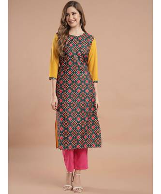 Raghaw Women's Crepe straight digital printed kurta 2