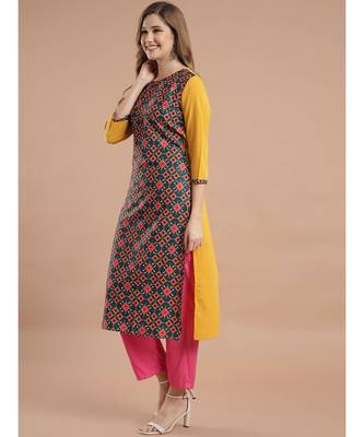 Raghaw Women's Crepe straight digital printed kurta 3