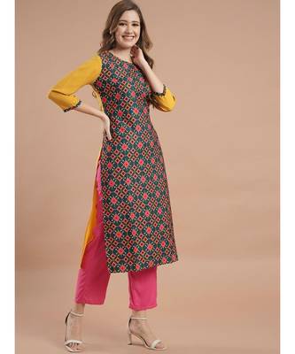 Raghaw Women's Crepe straight digital printed kurta 4