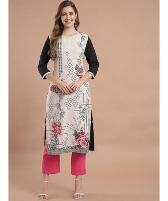 Raghaw Women's Crepe straight digital printed kurta 1