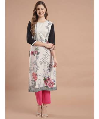 Raghaw Women's Crepe straight digital printed kurta 2