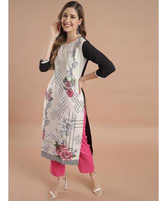 Raghaw Women's Crepe straight digital printed kurta 3