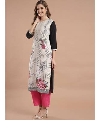 Raghaw Women's Crepe straight digital printed kurta 4