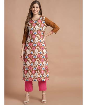 Raghaw Women's Crepe straight digital printed kurta 1
