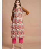 Raghaw Women's Crepe straight digital printed kurta