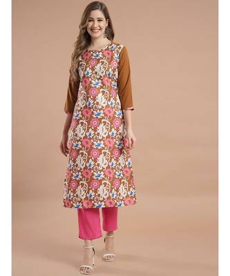 Raghaw Women's Crepe straight digital printed kurta 2