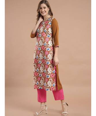 Raghaw Women's Crepe straight digital printed kurta 3
