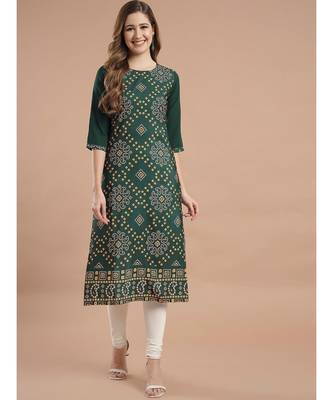 Raghaw Women's Crepe straight digital printed kurta 3
