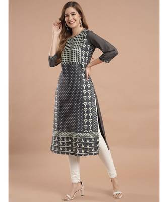 Raghaw Women's Crepe straight digital printed kurta 4