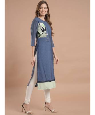 Raghaw Women's Crepe straight digital printed kurta 3