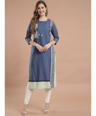 Raghaw Women's Crepe straight digital printed kurta 4