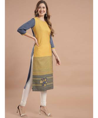 Raghaw Women's Crepe straight digital printed kurta 4