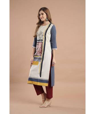 Raghaw Women's Crepe straight digital printed kurta 3