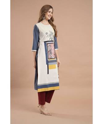 Raghaw Women's Crepe straight digital printed kurta 4