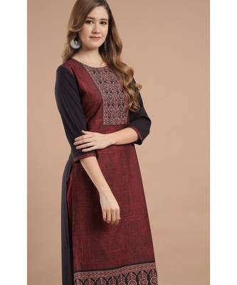 Raghaw Women's Crepe straight digital printed kurta 4