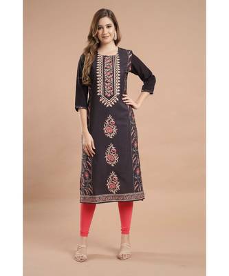 Raghaw Women's Crepe straight digital printed kurta 1