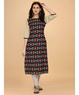 Raghaw Women's Crepe straight digital printed kurta 4