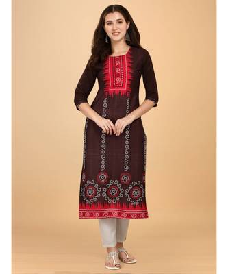 Raghaw Women's Crepe straight digital printed kurta 1