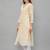 Ethnava Women's Chikankari Hand Embroidered Voile Cotton Frontslit Kurta With Slip