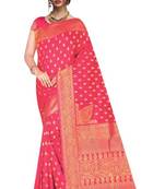 Beautiful Banarasi Party Wear Art Silk Saree with Zari Embroidery Border work with Beautiful Art Silk Blouse