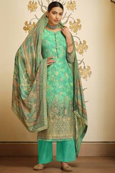 Green digital print jacquard salwar