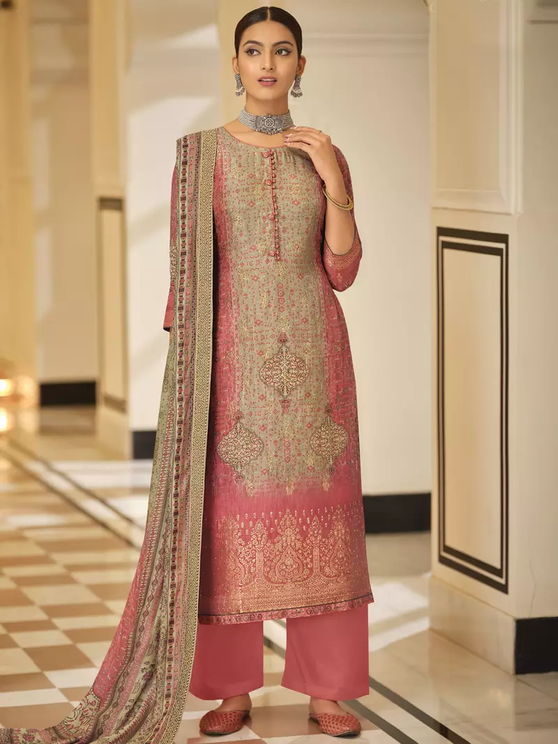 Pink digital print jacquard salwar