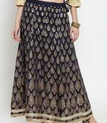Navy-blue printed rayon skirts