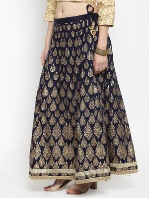 Navy-blue printed rayon skirts 3