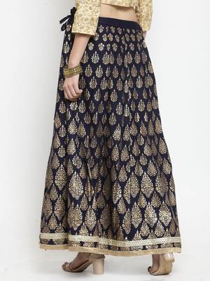 Navy-blue printed rayon skirts 4