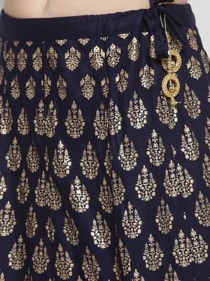 Navy-blue printed rayon skirts 5