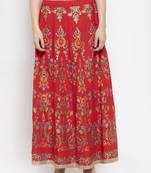 Red printed rayon skirts