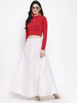Off-white printed rayon skirts 2