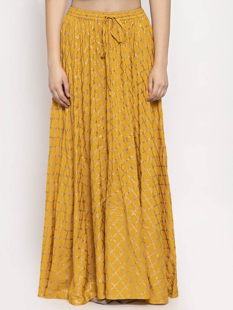 Yellow printed rayon skirts