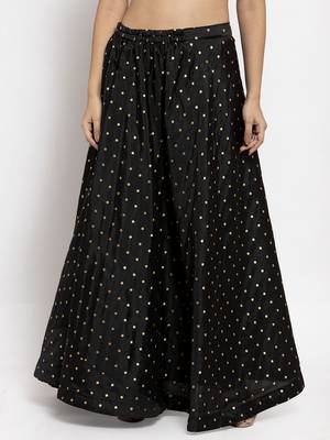 Black printed silk skirts 1