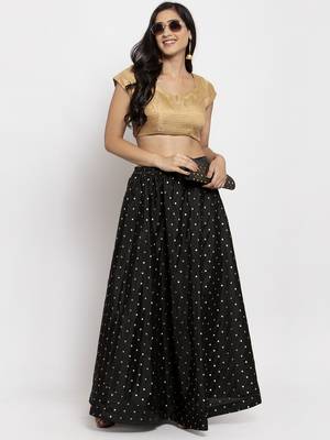 Black printed silk skirts 2