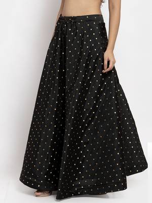 Black printed silk skirts 3
