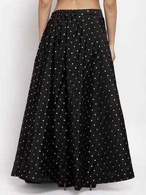 Black printed silk skirts 4