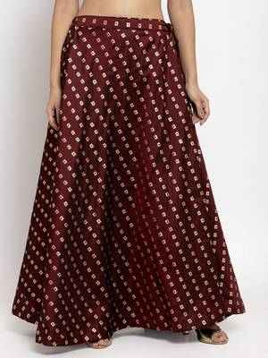 Maroon printed silk skirts 1
