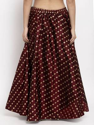 Maroon printed silk skirts 4