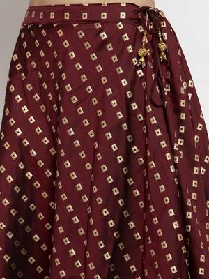 Maroon printed silk skirts 5