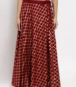 Maroon printed rayon skirts